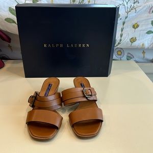 Ralph Lauren Nessina gold sport calf. Made in Italy.